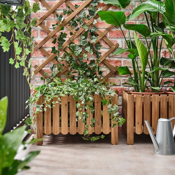 ASKHOLMEN Blumenkasten mit Spalier/außen, dunkelbraun