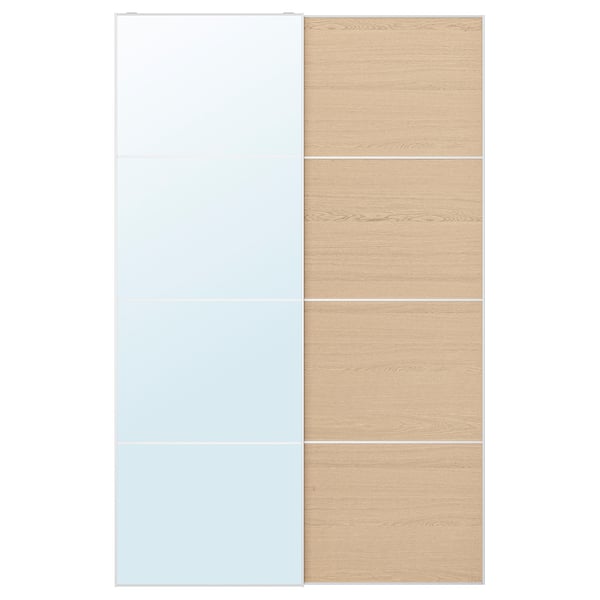 AULI / MEHAMN Schiebetürpaar, Aluminium Spiegelglas/doppelseitig Eicheneff wlas, 150x236 cm