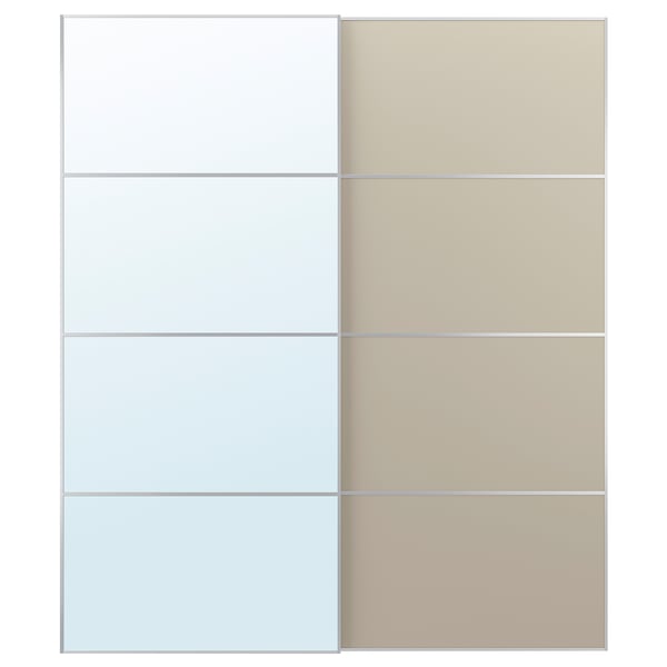 AULI / MEHAMN Schiebetürpaar, Aluminium Spiegelglas/doppelseitig graubeige, 200x236 cm