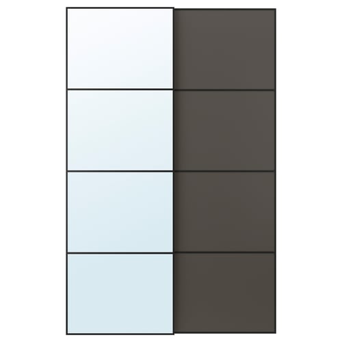 AULI / MEHAMN Schiebetürpaar, schwarz Spiegelglas/doppelseitig dunkelgrau, 150x236 cm