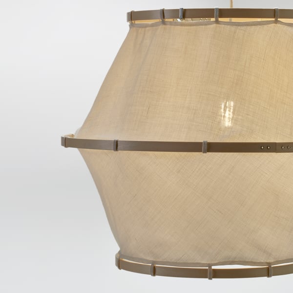 BÄCKMÄRKE Hängeleuchte, weiß textil/Holz, 54 cm