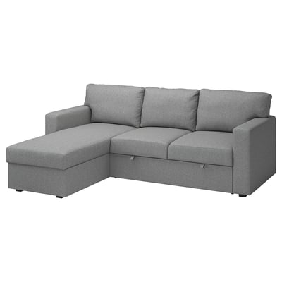 BÅRSLÖV 3er-Bettsofa mit Récamiere, Tibbleby beige/grau