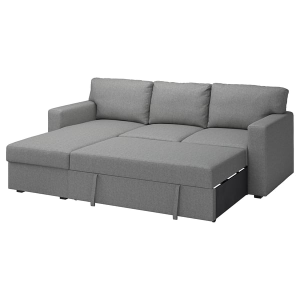 BÅRSLÖV 3er-Bettsofa mit Récamiere, Tibbleby beige/grau