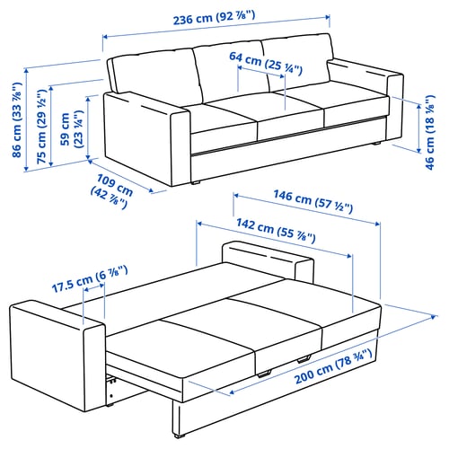 BÅRSLÖV 3er-Bettsofa, Tibbleby beige/grau
