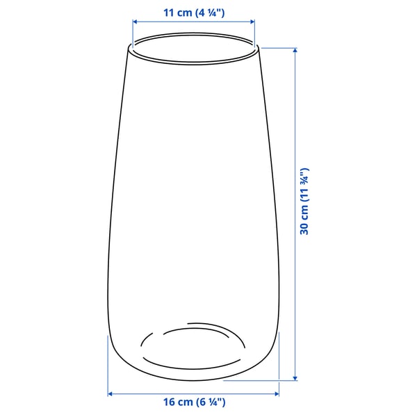 BERÄKNA Vase, Klarglas, 30 cm
