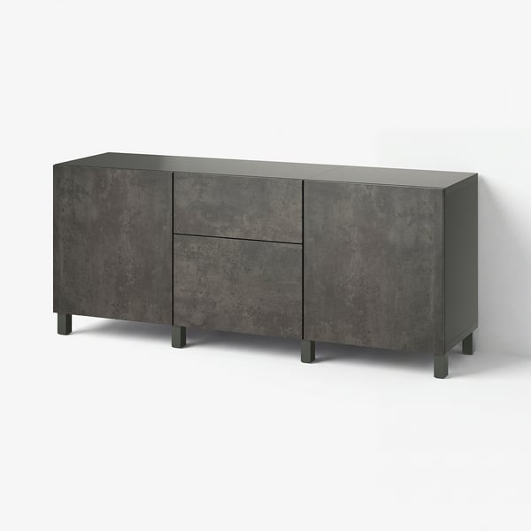 BESTÅ Aufbewahrung mit Schubladen, dunkelgrau/Kallviken/Stubbarp dunkelgrau, 180x42x74 cm
