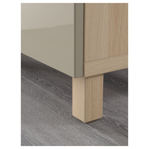 BESTÅ Aufbewahrung mit Schubladen, Eicheneff wlas/Selsviken/Stubbarp Hochglanz beige, 180x42x74 cm