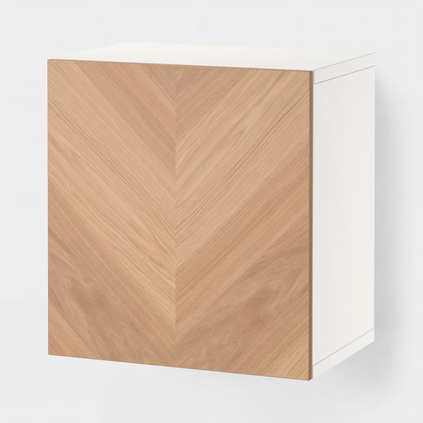 BESTÅ Regal mit Tür, weiß/Hedeviken Eichenfurnier, 60x42x64 cm
