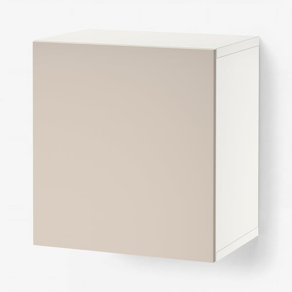 BESTÅ Regal mit Tür, weiß/Lappviken helles Graubeige, 60x42x64 cm