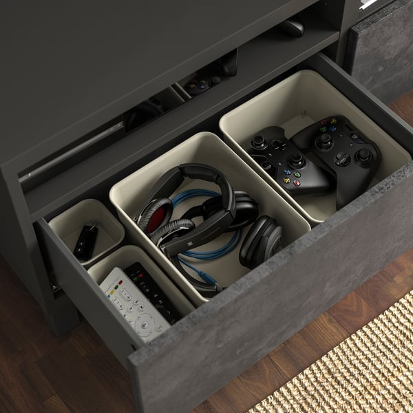 BESTÅ TV-Bank mit Schubladen, dunkelgrau/Kallviken/Stubbarp dunkelgrau, 120x42x48 cm