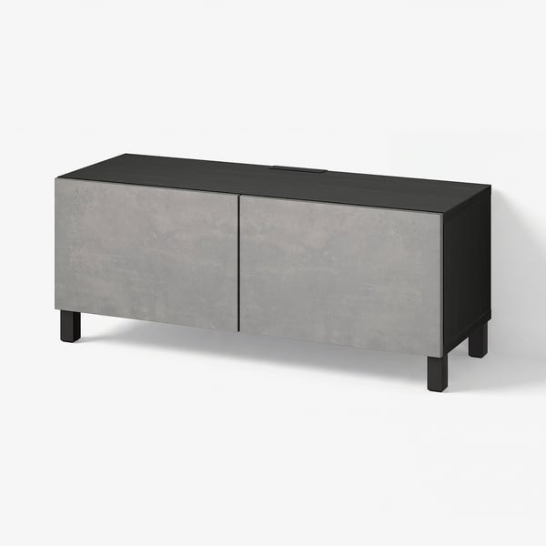 BESTÅ TV-Bank mit Türen, schwarzbraun/Kallviken/Stubbarp dunkelgrau, 120x42x48 cm