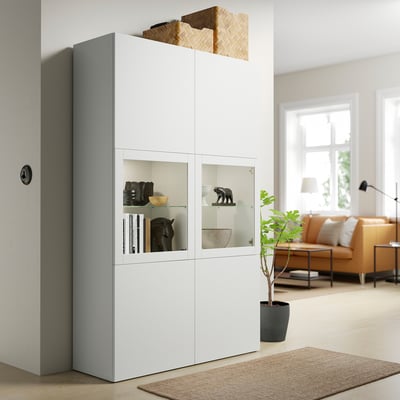 BESTÅ Vitrine, weiß Lappviken/Sindvik Klarglas weiß, 120x42x193 cm