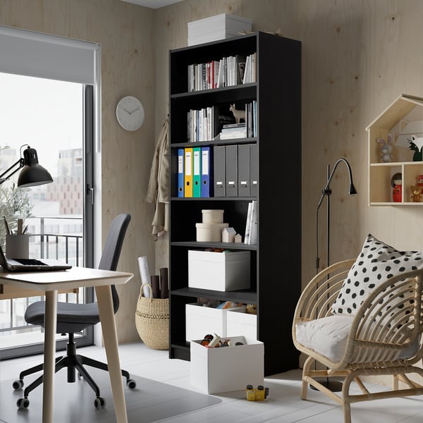 BILLY Bücherregal, schwarz Eichenachbildung, 80x39x202 cm