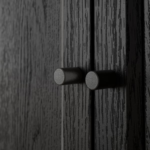 BILLY / OXBERG Regalkombination mit Türen/Aufsatz, schwarz Eichenachbildung, 80x30x237 cm