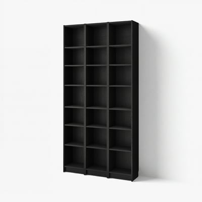 BILLY Regalkombination mit Aufsätzen, schwarz Eichenachbildung, 120x28x237 cm