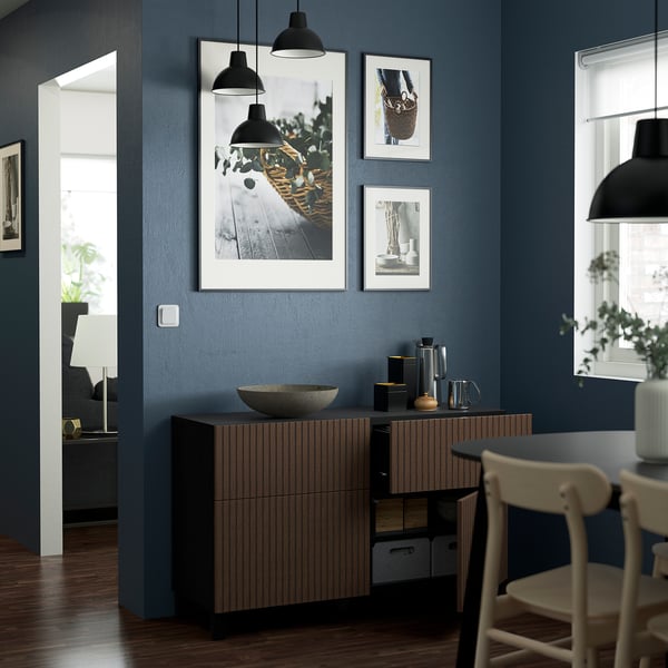 BJÖRKÖVIKEN Schubladenfront, braun gebeiztes Eichenfurnier, 60x26 cm