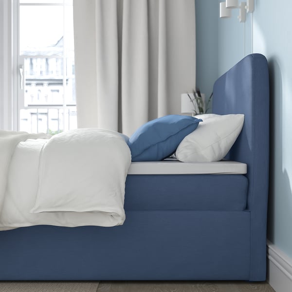 BLÅFJÄLLET Boxbett, mittelfest/Vissle blau, 140x200 cm