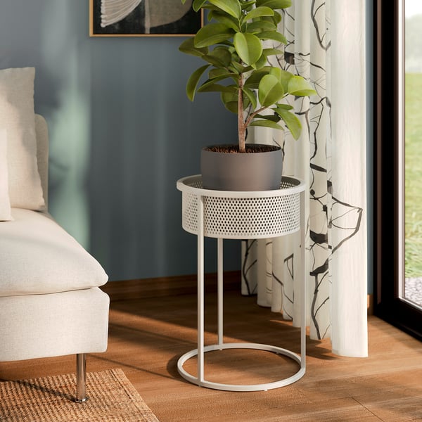 BLÅKRÅKA Blumenständer, drinnen/draußen/helles Graubeige, 54 cm