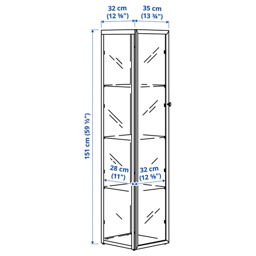 BLÅLIDEN Vitrine, weiß, 35x32x151 cm