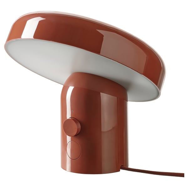 BLOMPRAKT Leuchte m Bluetooth-Lautsprecher, rot/braun