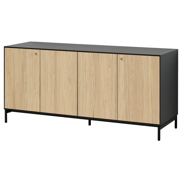BOASTAD Sideboard, schwarz/Eichenfurnier, 161x52x75 cm