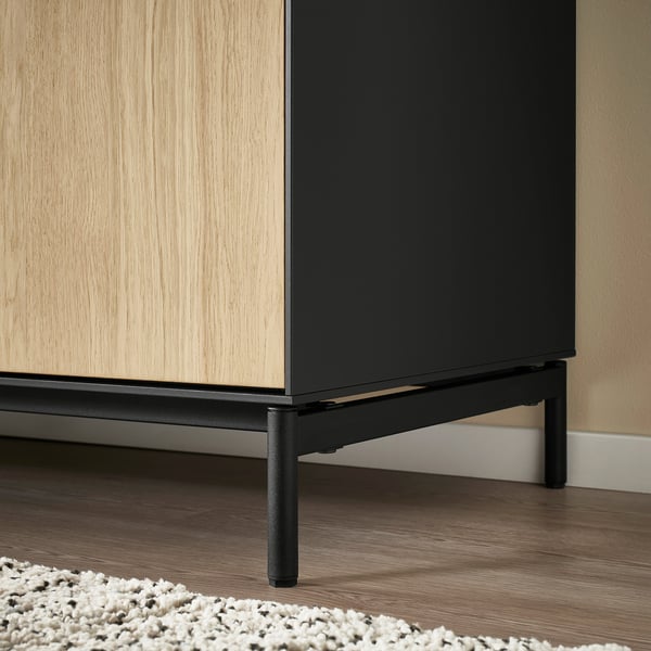BOASTAD Sideboard, schwarz/Eichenfurnier, 161x52x75 cm