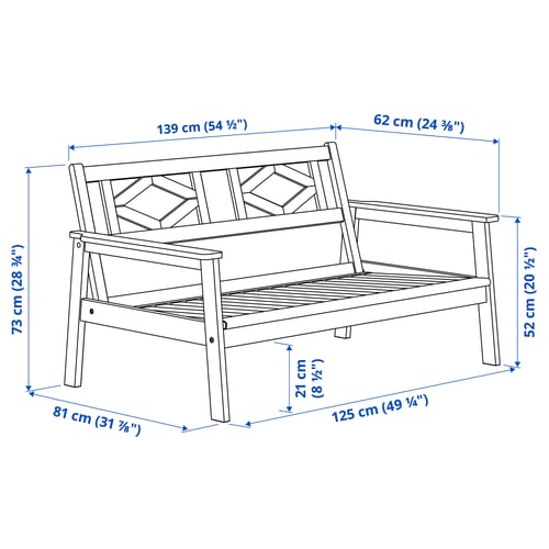 BONDHOLMEN 2er-Sofa/außen, weiß/beige, 139x81x73 cm