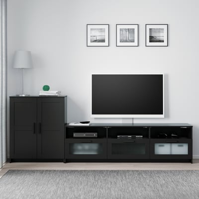 BRIMNES TV-Möbel, Kombination, schwarz, 258x41x95 cm