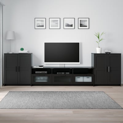 BRIMNES TV-Möbel, Kombination, schwarz, 336x41x95 cm