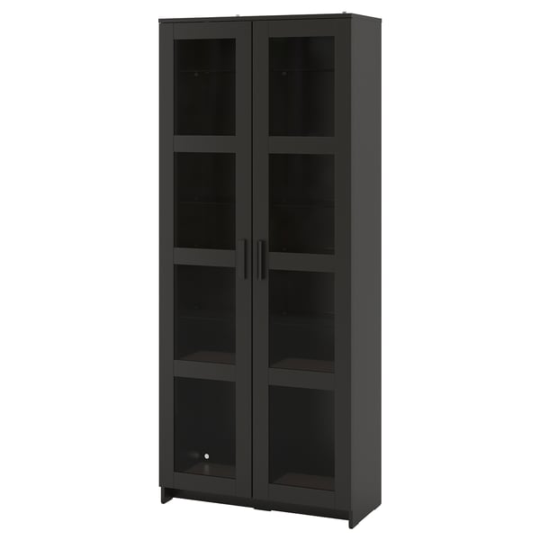 BRIMNES Vitrine, schwarz, 80x190 cm