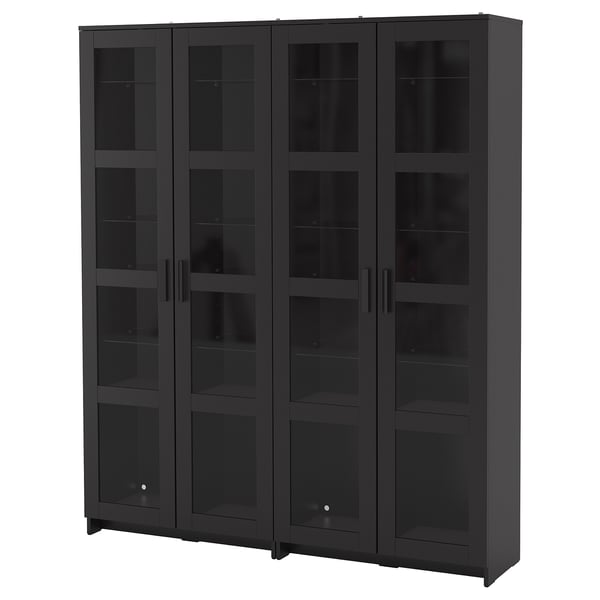 BRIMNES Vitrine, schwarz, 160x35x190 cm