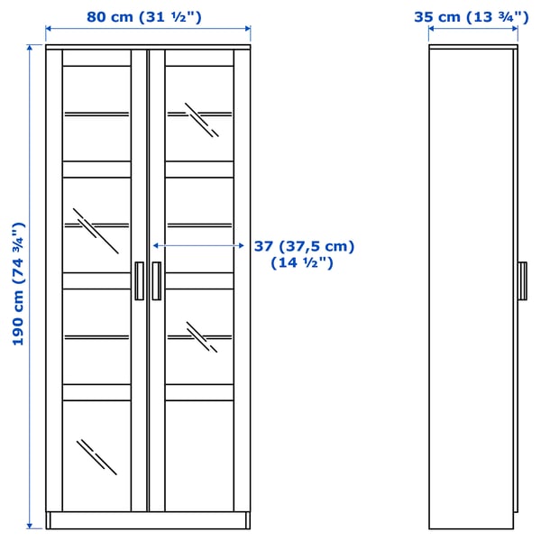 BRIMNES Vitrine, schwarz, 80x190 cm