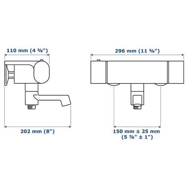 BROGRUND Thermostat-Mischbatt. Badew/Dusche, verchromt, 150 mm
