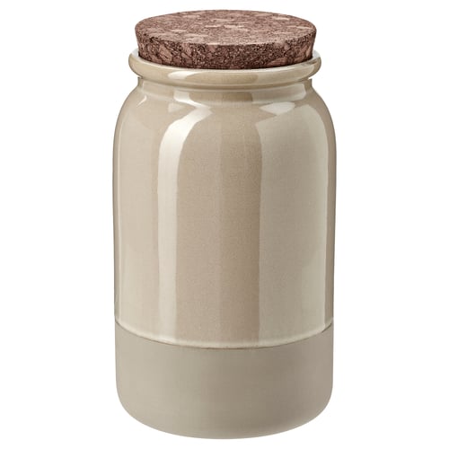 BRUGDHAJ Dose mit Deckel, beige, 1.2 l
