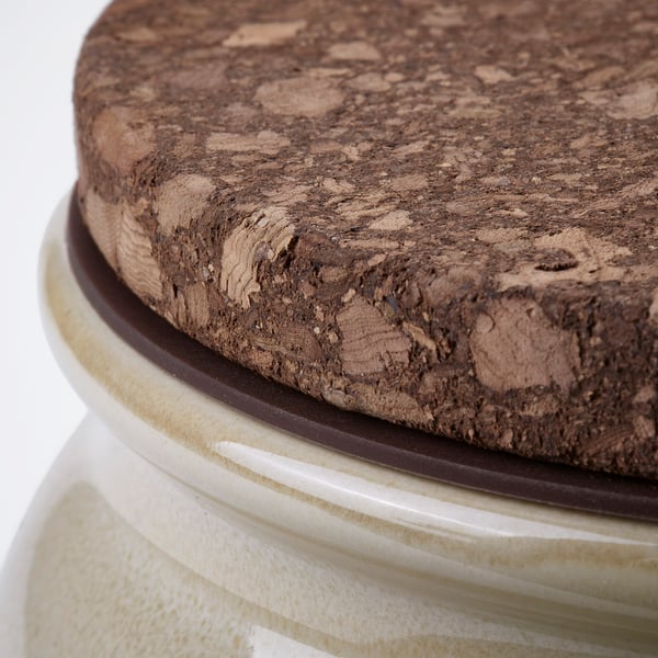 BRUGDHAJ Dose mit Deckel, beige, 1.9 l