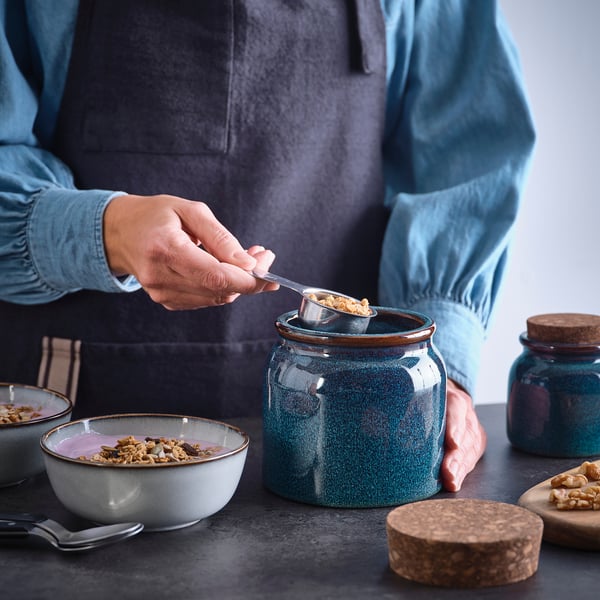 BRUGDHAJ Dose mit Deckel, blau, 1 l