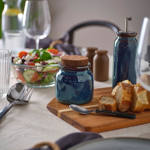 BRUGDHAJ Dose mit Deckel, blau, 0.3 l