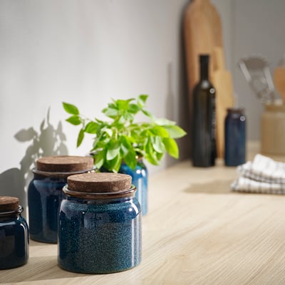BRUGDHAJ Dose mit Deckel, blau, 1 l