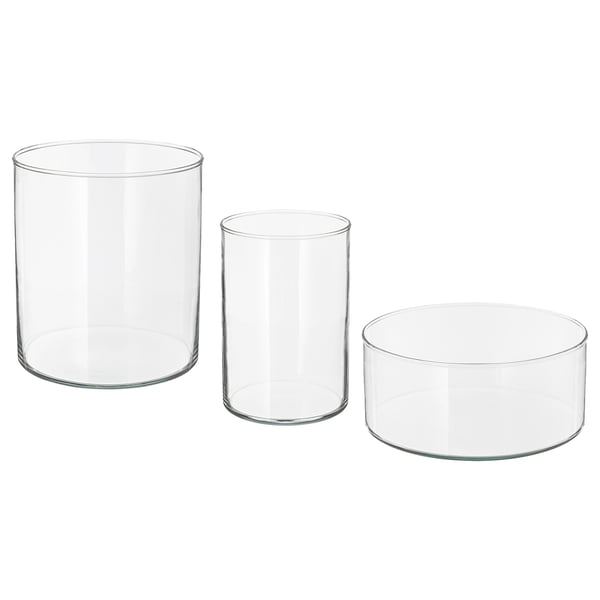 CYLINDER Vase/Schale 3er-Set, Klarglas
