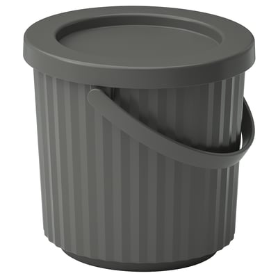 DAMMÄNG Behälter mit Deckel, dunkelgrau, 8 l