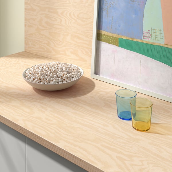 EKBACKEN Maßarbeitsplatte, Sperrholzmuster/Laminat, 45.1-63.5x2.8 cm