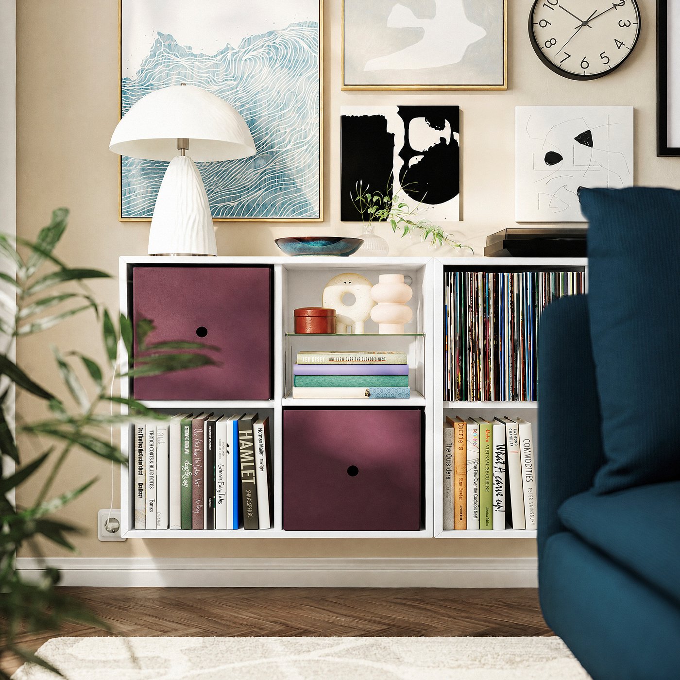 EKET Regalelement 4 Fächer, wandmontiert, weiß, 70x35x70 cm