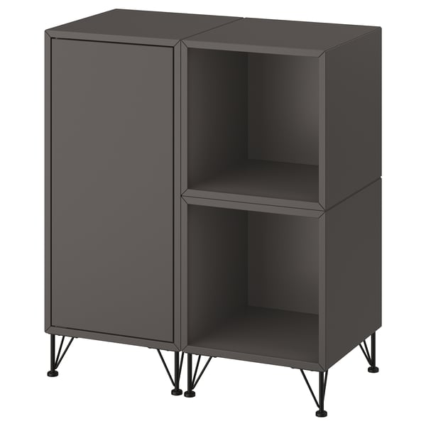 EKET Schrankkombination/Beine, dunkelgrau/Metall schwarz, 70x35x80 cm