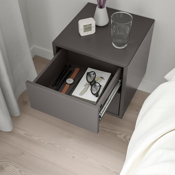 EKET Wandschrank mit 2 Schubladen, dunkelgrau, 35x35x35 cm