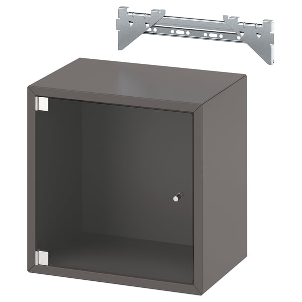 EKET Wandschrank mit Vitrinentür, dunkelgrau, 35x25x35 cm