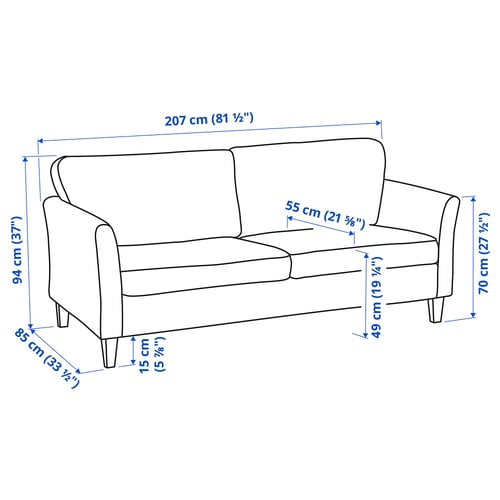 EKHOLMA 3er-Sofa, Hemmesta graubeige
