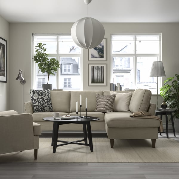 EKHOLMA Ecksofa 4-sitzig ohne Abschluss, Hemmesta graubeige
