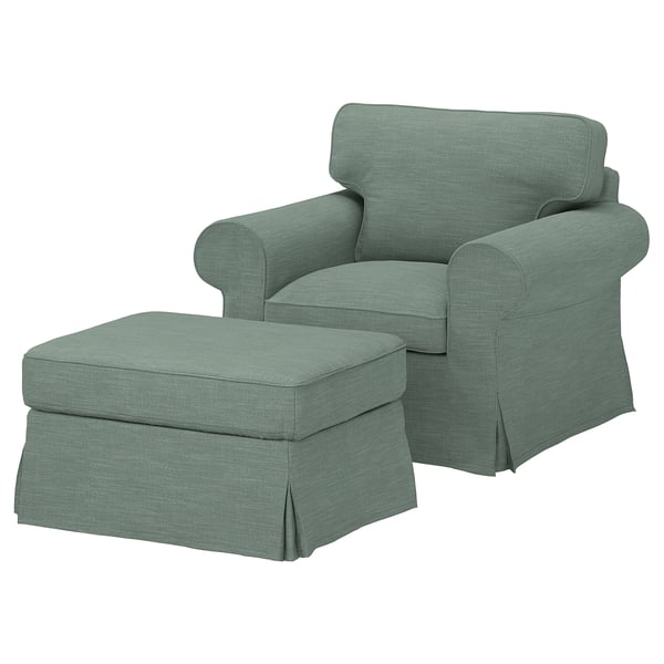 EKTORP Sessel und Hocker, Hemmesta graugrün