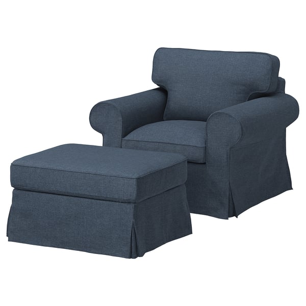 EKTORP Sessel und Hocker, Kilanda dunkelblau