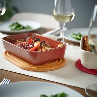 ELDSTJÄRT Untersetzer 2 St., oval/hellbraun rot, 26x16 cm